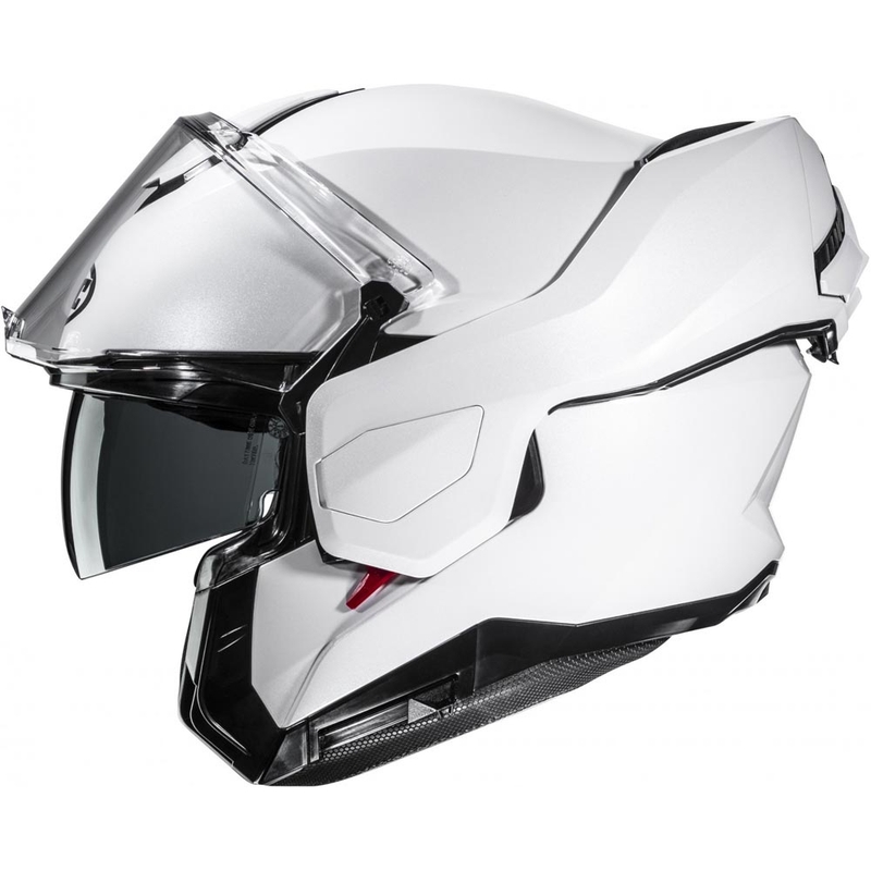 Casco de moto abatible HJC i101 Solid, color blanco perla.