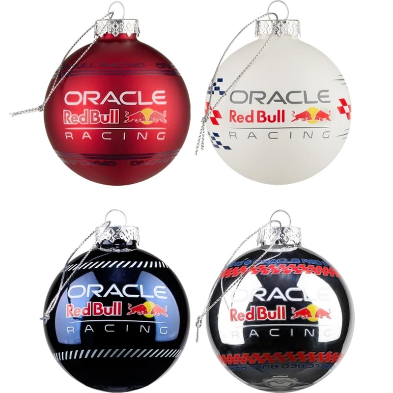 Juego de adornos navideños Oracle Red Bull Racing, coloridos, 4 piezas.