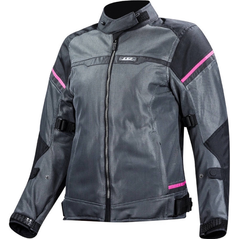 Chaqueta de moto para mujer LS2 Riva negro-gris oscuro-rosa