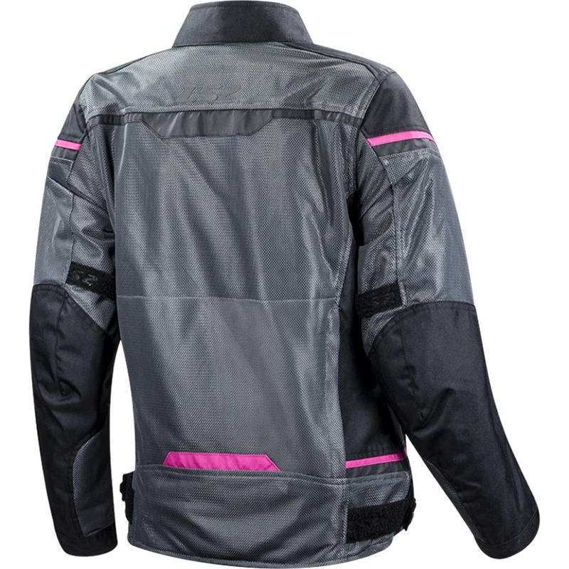 Chaqueta de moto para mujer LS2 Riva negro-gris oscuro-rosa