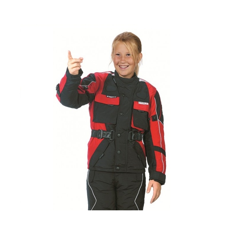 Chaqueta de moto infantil Roleff Taslan negra-roja
