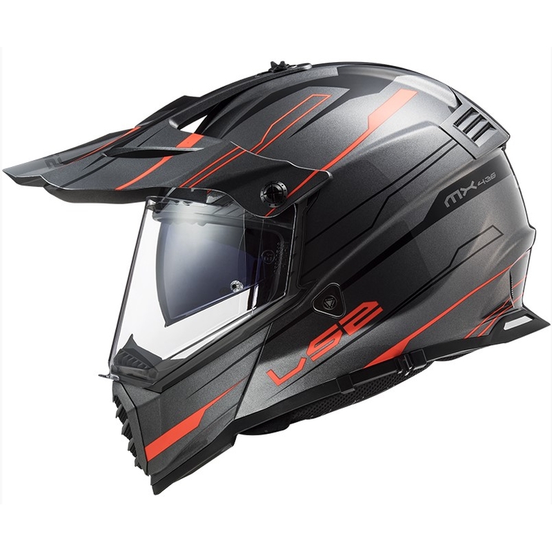 Casco de enduro LS2 MX436 Pioneer EVO Knight titanio naranja