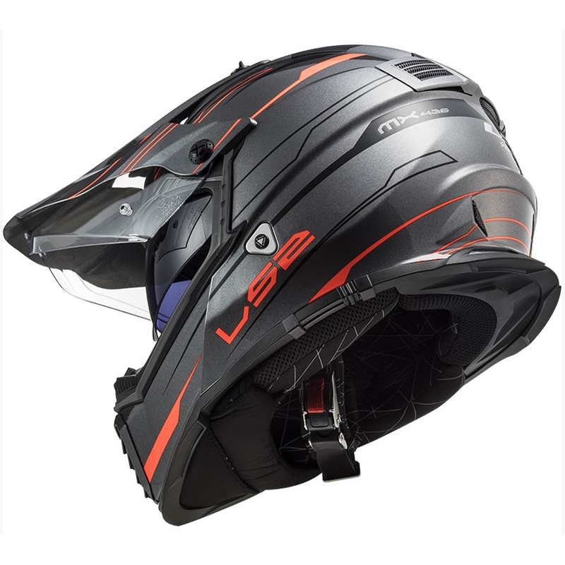 Casco de enduro LS2 MX436 Pioneer EVO Knight titanio naranja