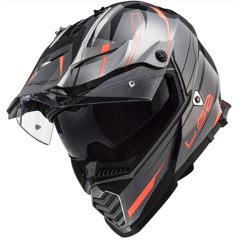 Casco de enduro LS2 MX436 Pioneer EVO Knight titanio naranja