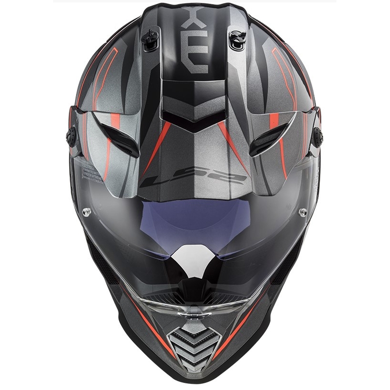 Casco de enduro LS2 MX436 Pioneer EVO Knight titanio naranja