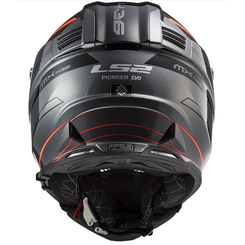 Casco de enduro LS2 MX436 Pioneer EVO Knight titanio naranja