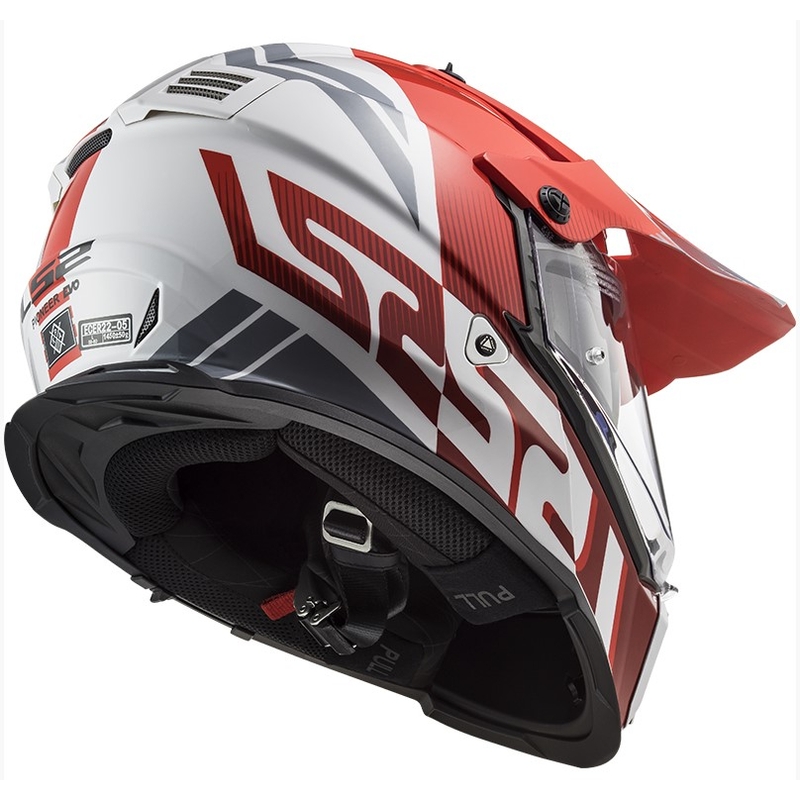Casco de enduro LS2 MX436 Pioneer EVO Evolve blanco-gris-rojo