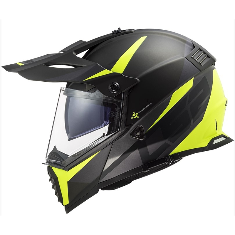 Casco de enduro LS2 MX436 Pioneer EVO Router negro-amarillo fluo