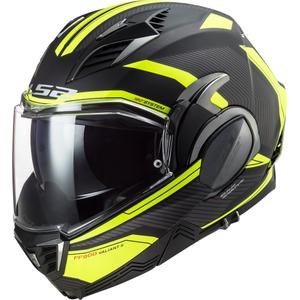 Casco de moto plegable LS2 FF900 Valiant II Revo negro-amarillo fluo
