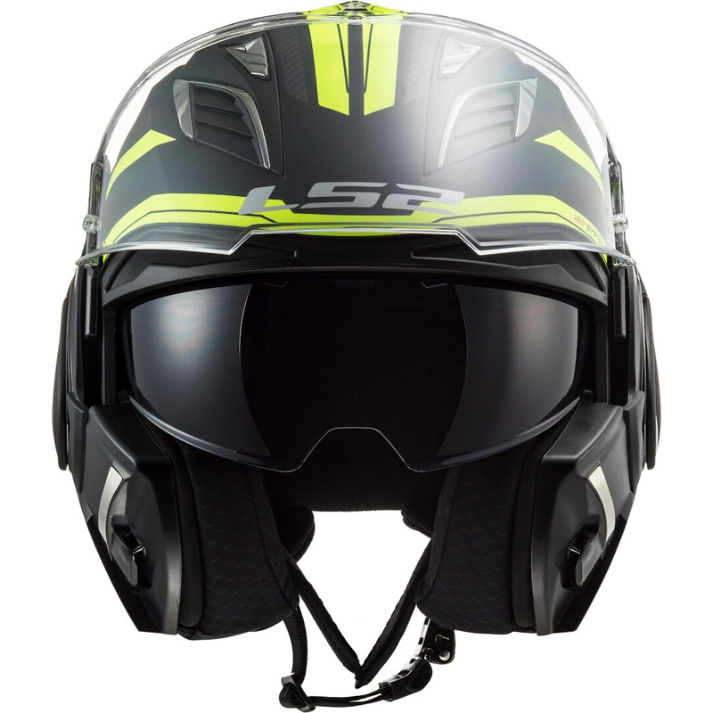 Casco de moto plegable LS2 FF900 Valiant II Revo negro-amarillo fluo