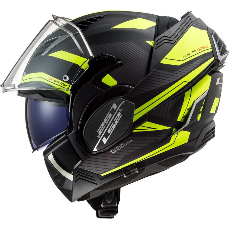 Casco de moto plegable LS2 FF900 Valiant II Revo negro-amarillo fluo