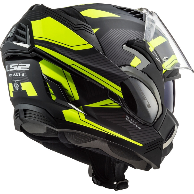 Casco de moto plegable LS2 FF900 Valiant II Revo negro-amarillo fluo