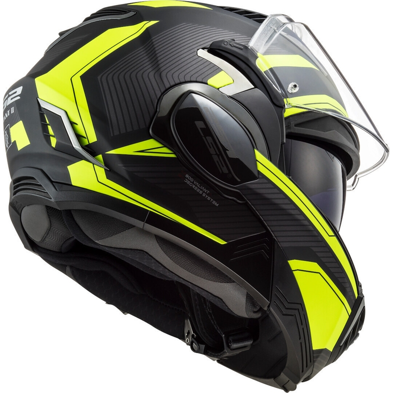 Casco de moto plegable LS2 FF900 Valiant II Revo negro-amarillo fluo
