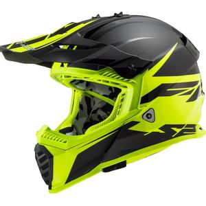 Casco de motocross LS2 MX437 Fast Evo Roar negro-amarillo fluo