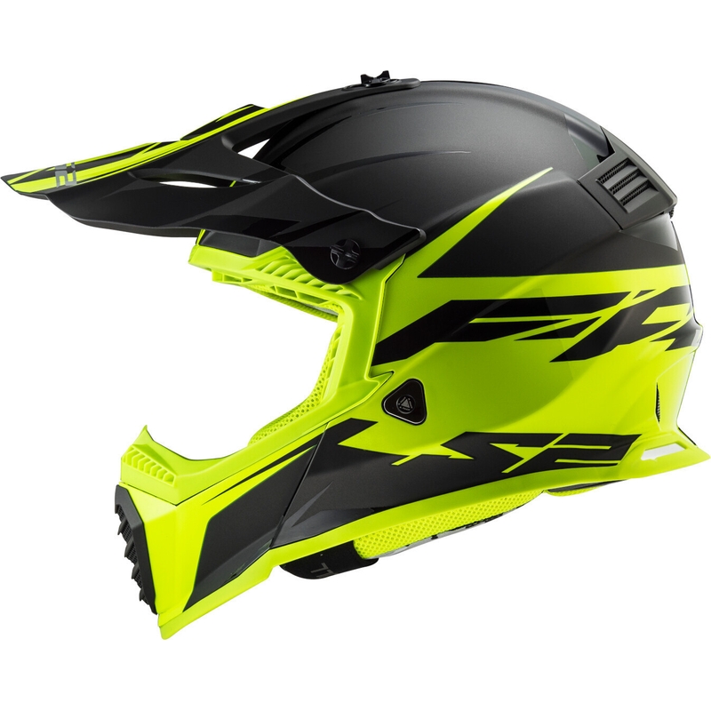 Casco de motocross LS2 MX437 Fast Evo Roar negro-amarillo fluo