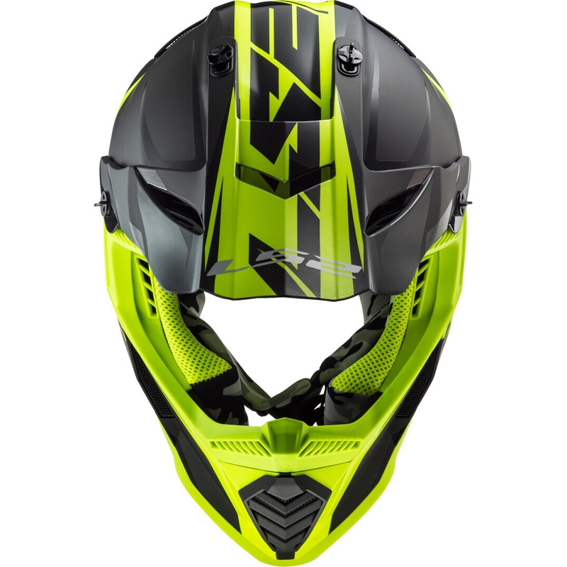 Casco de motocross LS2 MX437 Fast Evo Roar negro-amarillo fluo