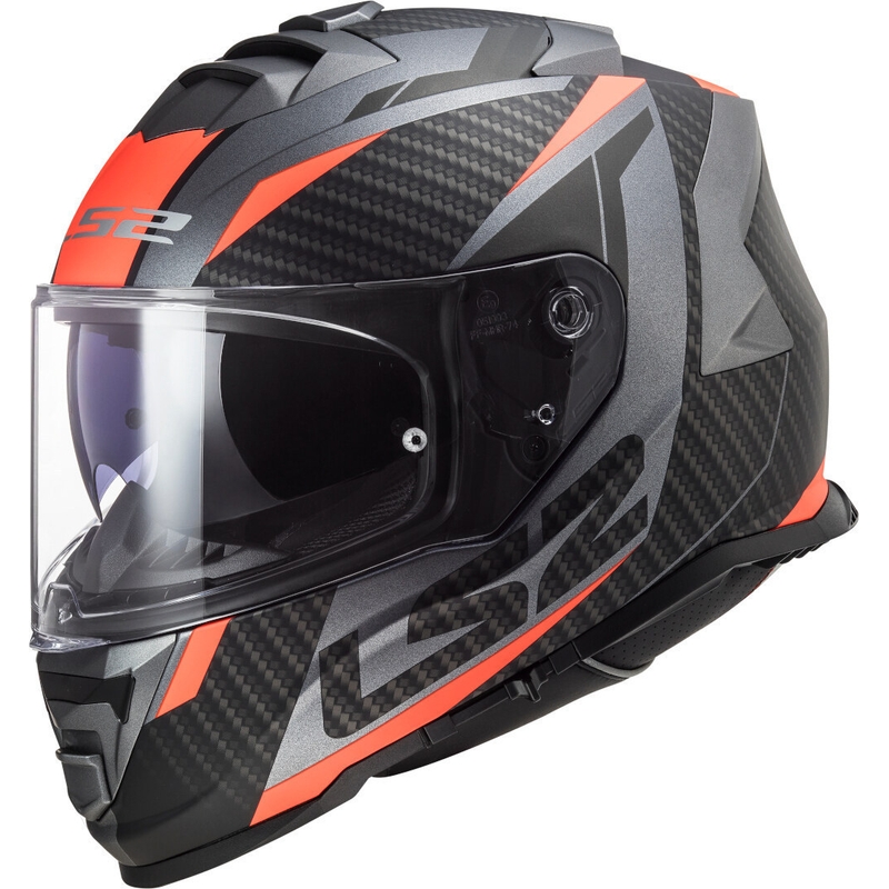 Casco integral de moto LS2 FF800 Storm Racer titanio-naranja fluorescente