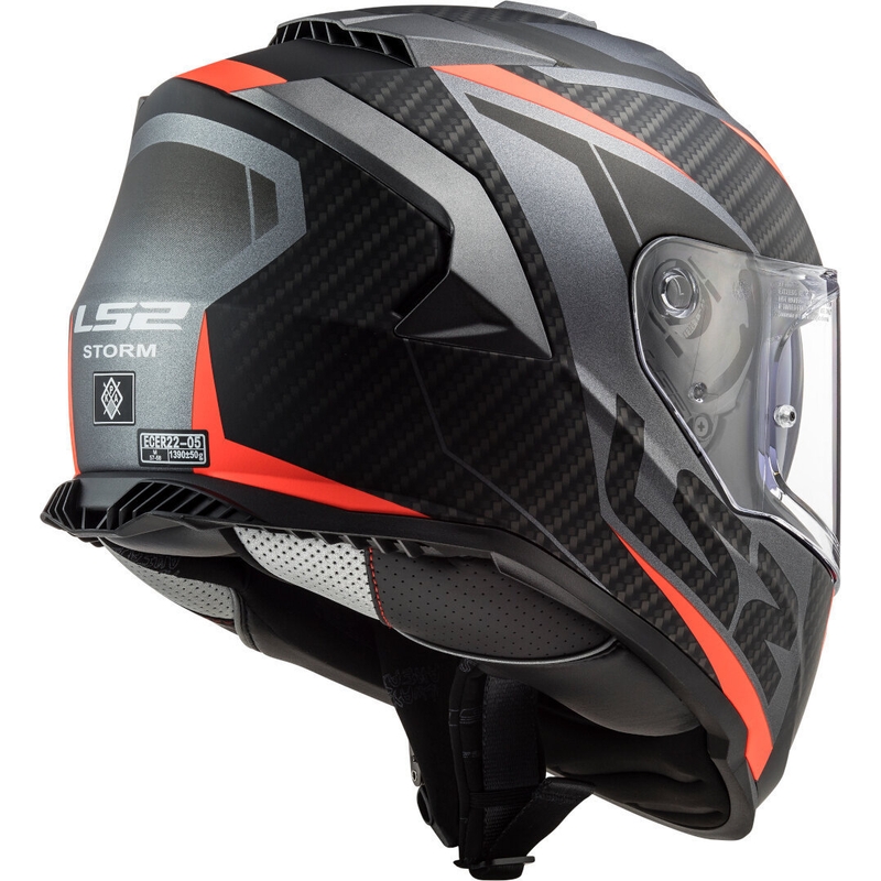 Casco integral de moto LS2 FF800 Storm Racer titanio-naranja fluorescente
