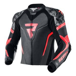 Chaqueta de moto Rebelhorn Rebel negro-rojo fluo liquidación