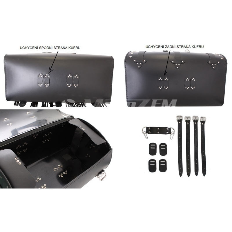 Maletín de cuero para moto Chopper RSA-8A - 2 cerraduras