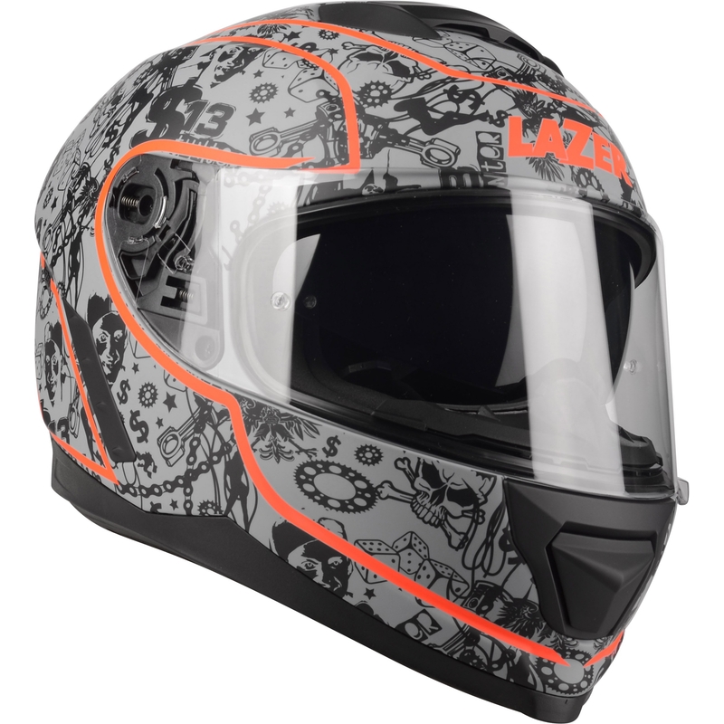 Integrální přilba na motorku Lazer Rafale $13 Original černo-stříbrno-fluo oranžová