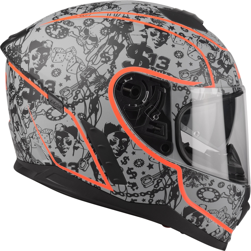 Integrální přilba na motorku Lazer Rafale $13 Original černo-stříbrno-fluo oranžová