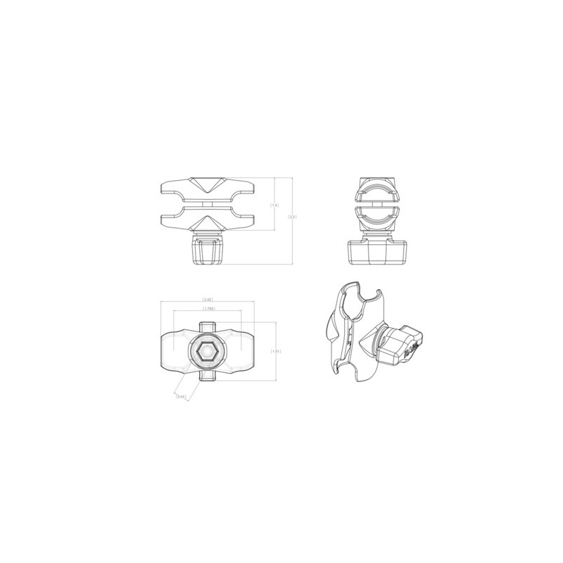 Soportes RAM para pernos esféricos de 1" - 60 mm