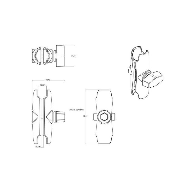 Soportes RAM para pernos esféricos de 1" - 94 mm