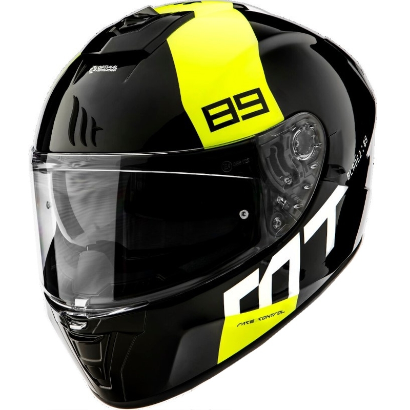 Casco integral de moto MT Blade 2 SV 89 negro-blanco-amarillo fluo liquidación