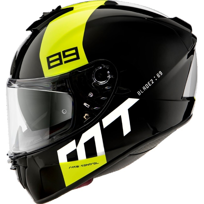 Casco integral de moto MT Blade 2 SV 89 negro-blanco-amarillo fluo liquidación