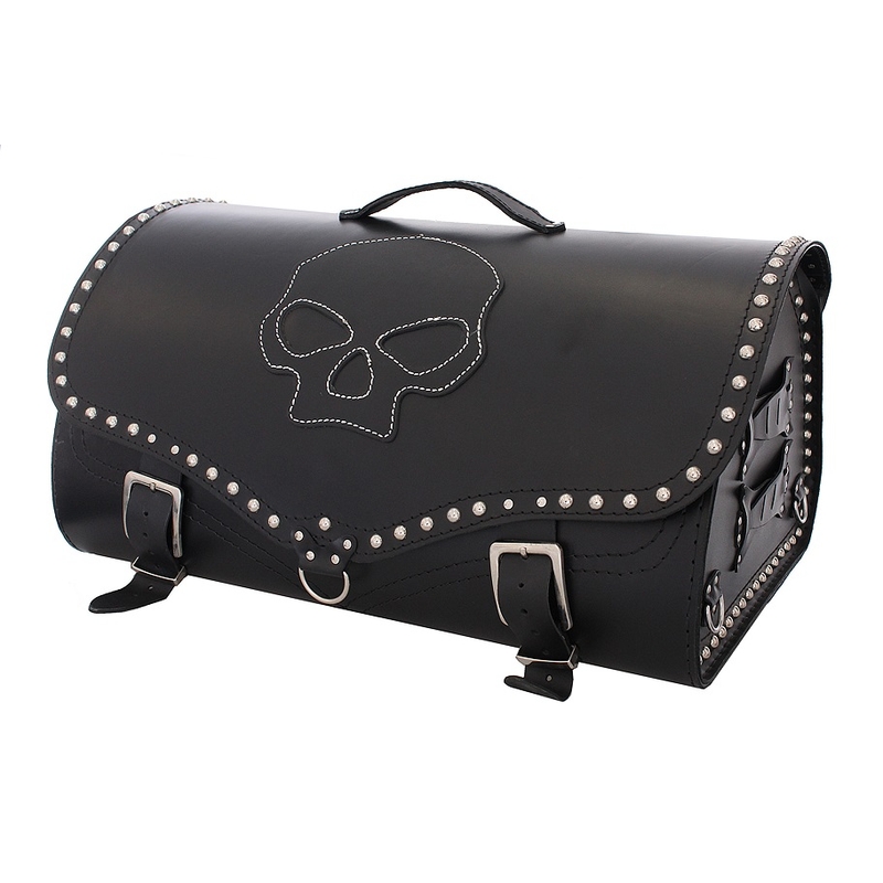 Kožený moto kufr na motorku Chopper RSA-222B Skull výprodej