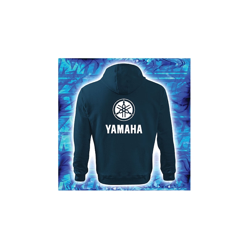 Mikina s motivem Yamaha navy s kapucí výprodej